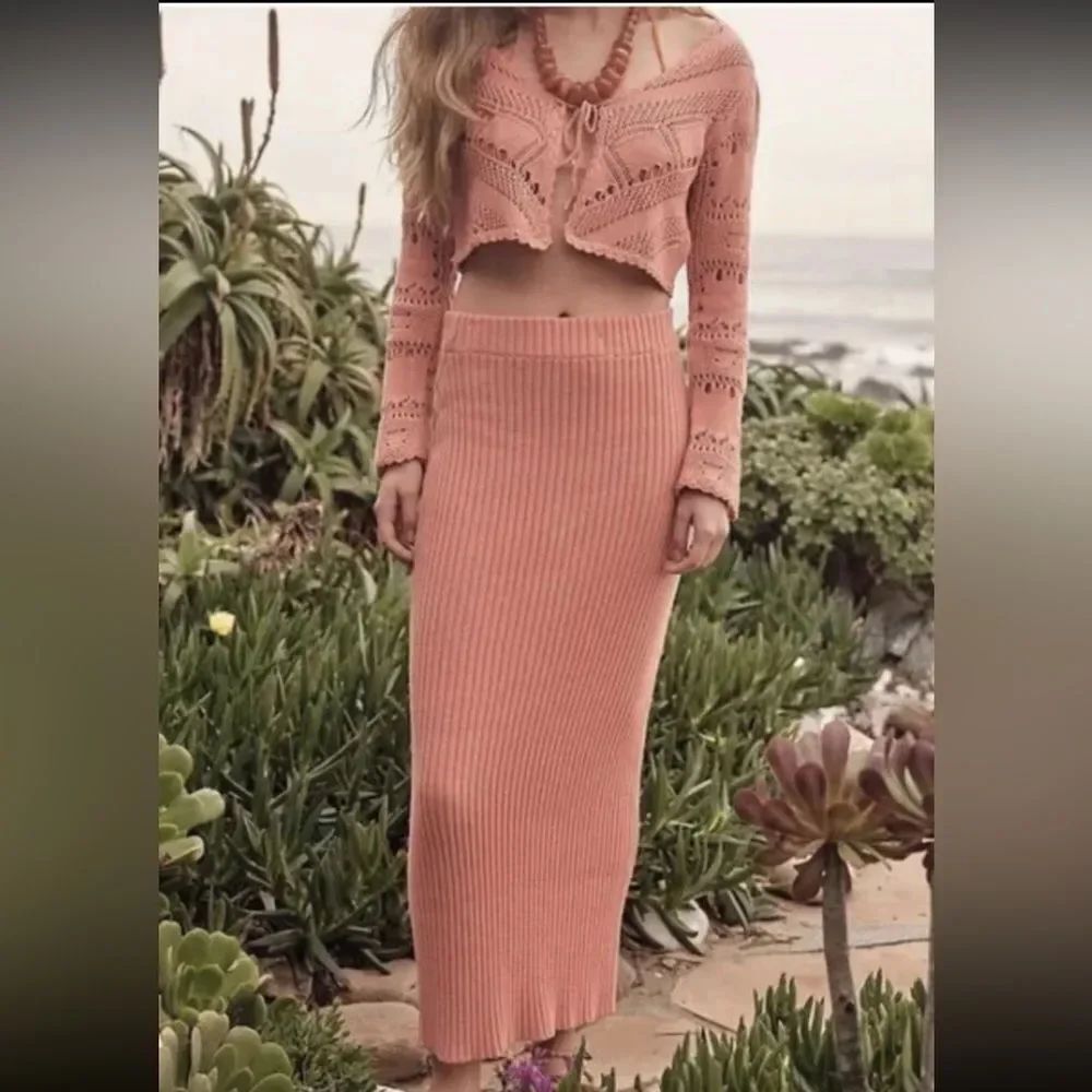 Free People Beach Morgan Fauxchet Knit Pencil Skirt Size Medium